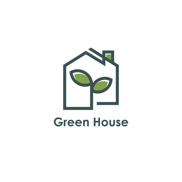 Logo Maison Verte Avec Style Moderne Simple Ligne Art — Image vectorielle