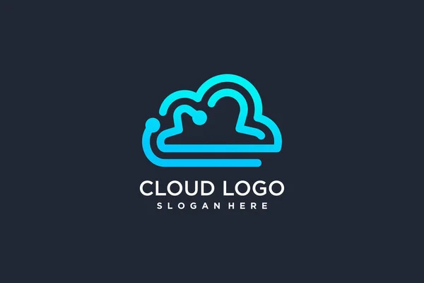 Design Del Logo Cloud Con Moderna Idea Concetto Creativo — Vettoriale Stock