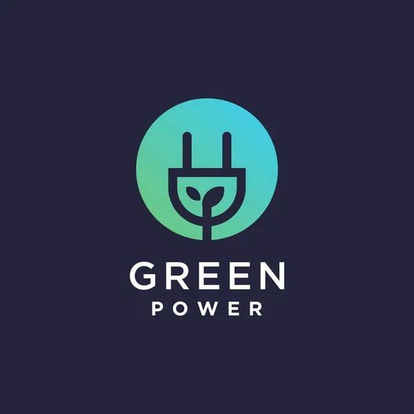 Groene Power Logo Design Met Modern Creatief Concept Idee — Stockvector