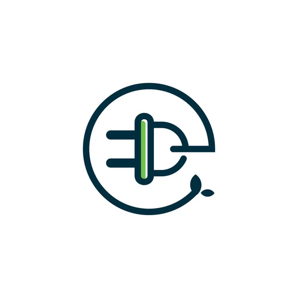 Green Power Logo Design Mit Moderner Kreativer Konzeptidee — Stockvektor