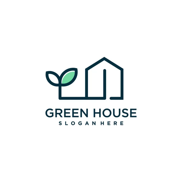Wektor Logo Green House Nowoczesną Prostą Koncepcją — Wektor stockowy