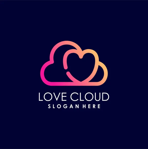 Логотип Хмари Кохання Вектор Сучасною Простою Концепцією — стоковий вектор
