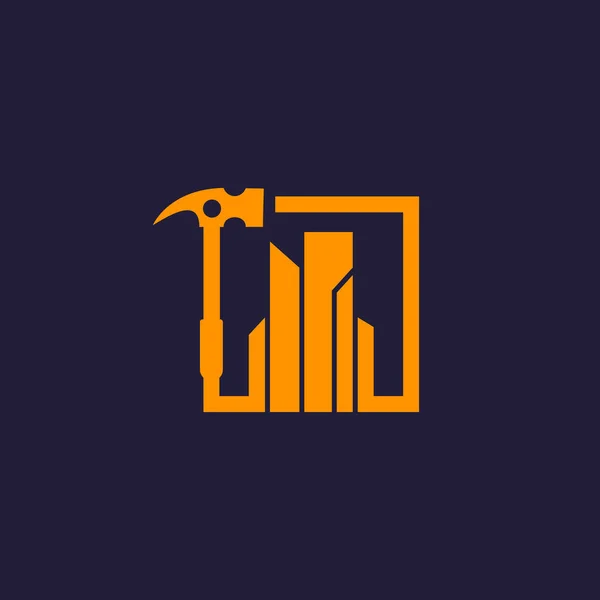 Costruzione Logo Vettoriale Con Progettazione Concetto Martello — Vettoriale Stock