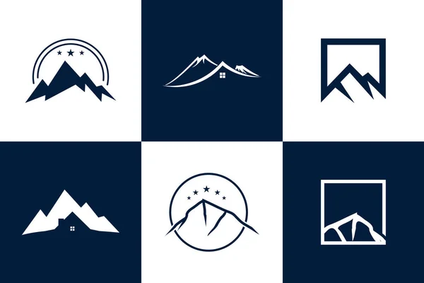 Montanha Coleção Design Logotipo Com Ideia Única — Vetor de Stock