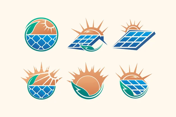 Solar Logo Design Vektor Kollektion Mit Einzigartiger Elementidee — Stockvektor