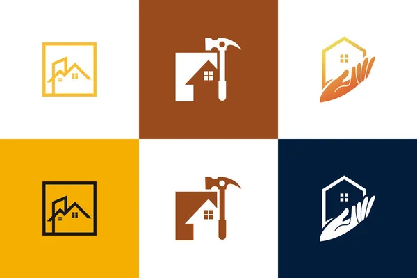 Векторная Коллекция Логотипа Здания Дома Уникальной Идеей Элемента — стоковый вектор