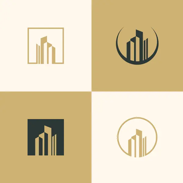 Gebäude Und Haus Logo Design Vektor Kollektion Mit Einzigartigen Element — Stockvektor