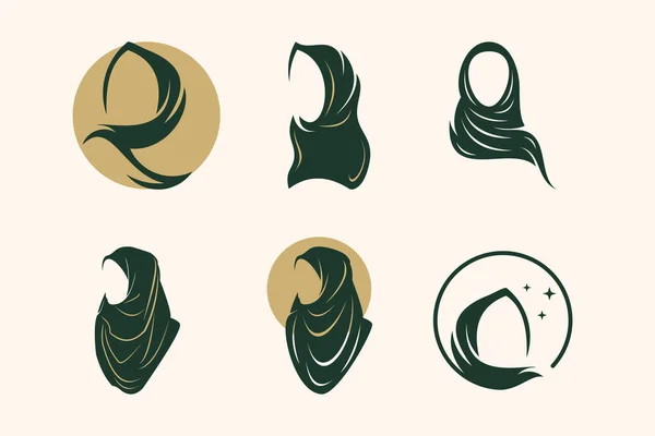 Schönheit Hijab Logo Design Vektor Kollektion Mit Einzigartigen Element Idee — Stockvektor