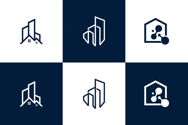 Byggnad Logotyp Design Vektor Samling Med Kreativa Unika Element Idé — Stock vektor
