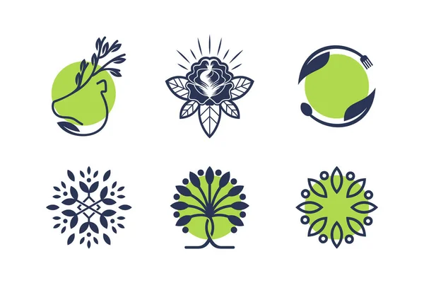 Projekt Logo Przyrody Kolekcja Wektorów Kreatywnym Unikalnym Pomysłem Elementu — Wektor stockowy