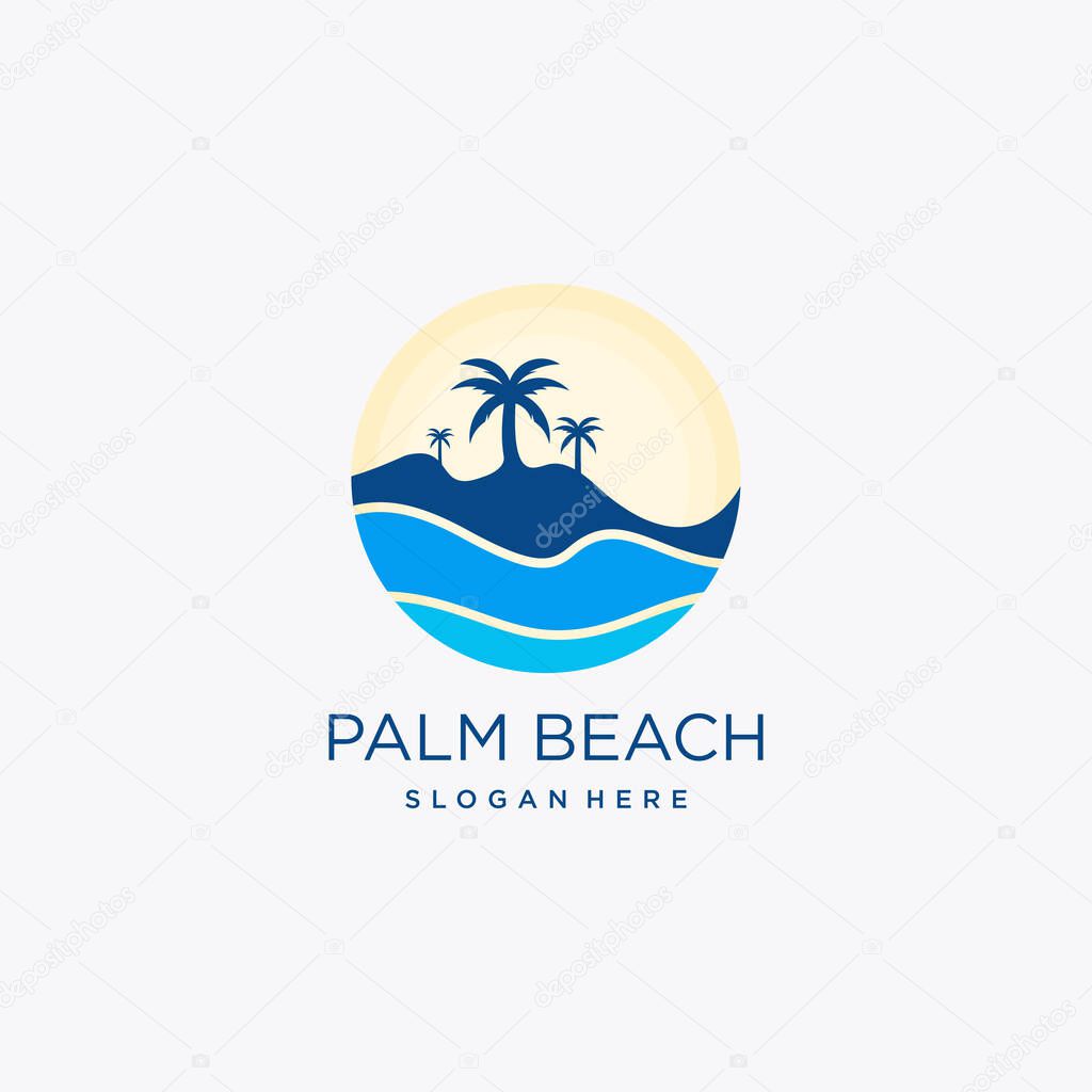 Palm beach logo vector design with modern style
