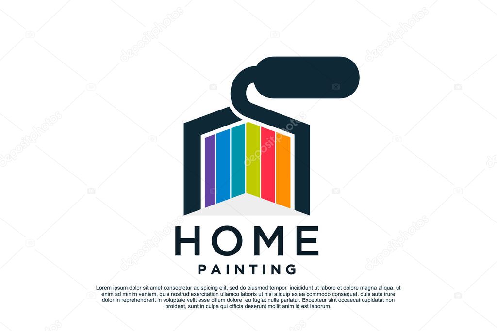 Paint logo design template with creative unique concept Premium Vector