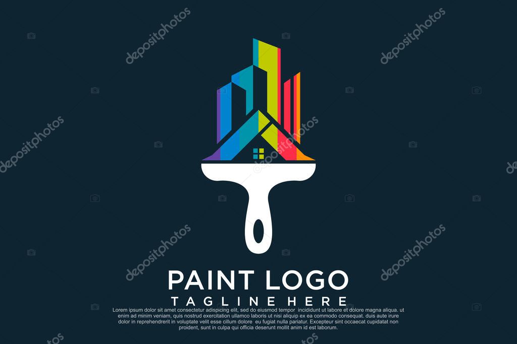 Paint logo design template with creative unique concept Premium Vector