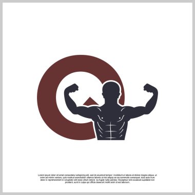 Harf jimnastik salonunda fitness logosu tasarımı ve dambıl kondisyonu