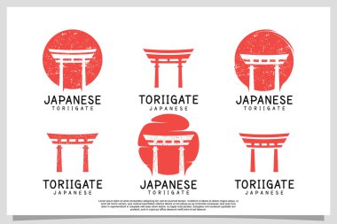 Japon Torii Kapısı logo tasarım şablonunu yaratıcı konsept Premium Vector ile ayarla