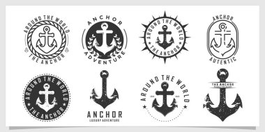  Logo için özel konsept Premium Vektörü içeren denizcilik retro ögesini ayarla