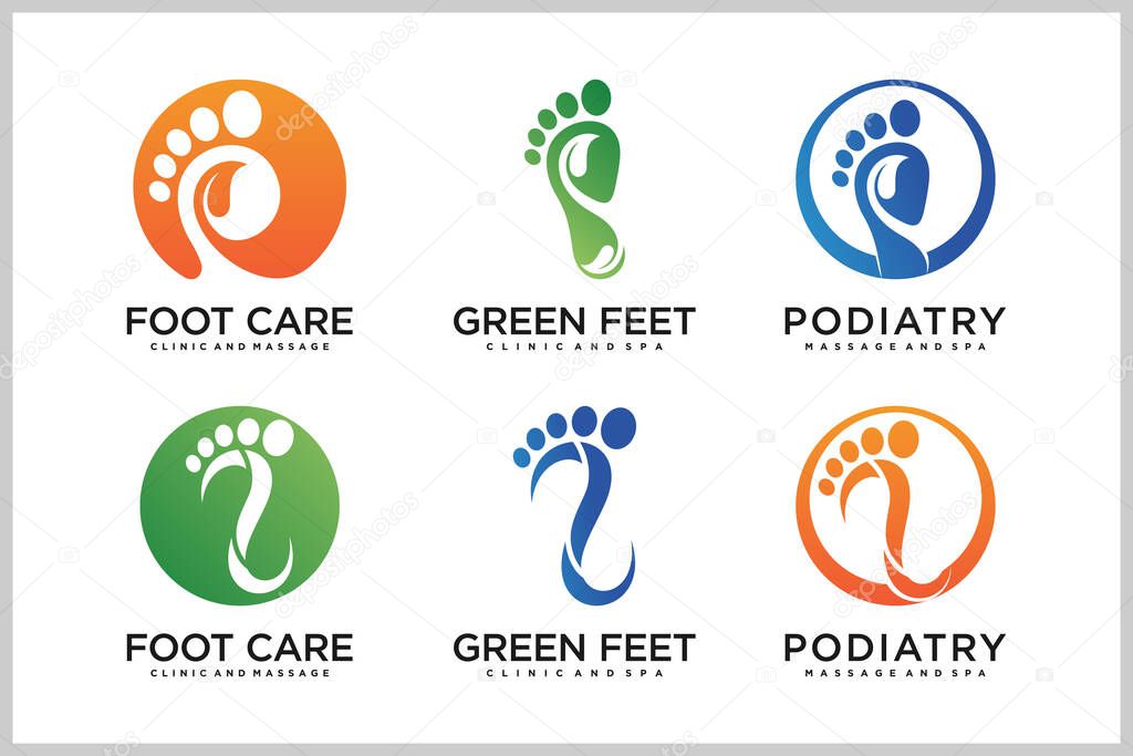 Set bundle podiatry Reflexology logo design unique concept Premium Vector