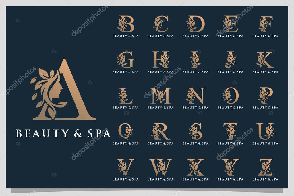 Beauty logo design with letter concept Premium Vector