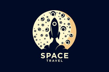 Galaksi logo tasarımı için uzay yolculuğu Premium Vektörü
