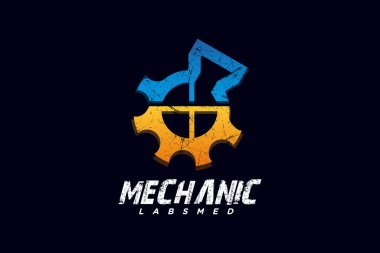 Mekanik servis retro biçimi eşsiz Premium Vektörü