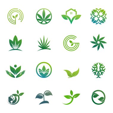 Yaprak logosu yaratıcı konsept Premium Vektörü