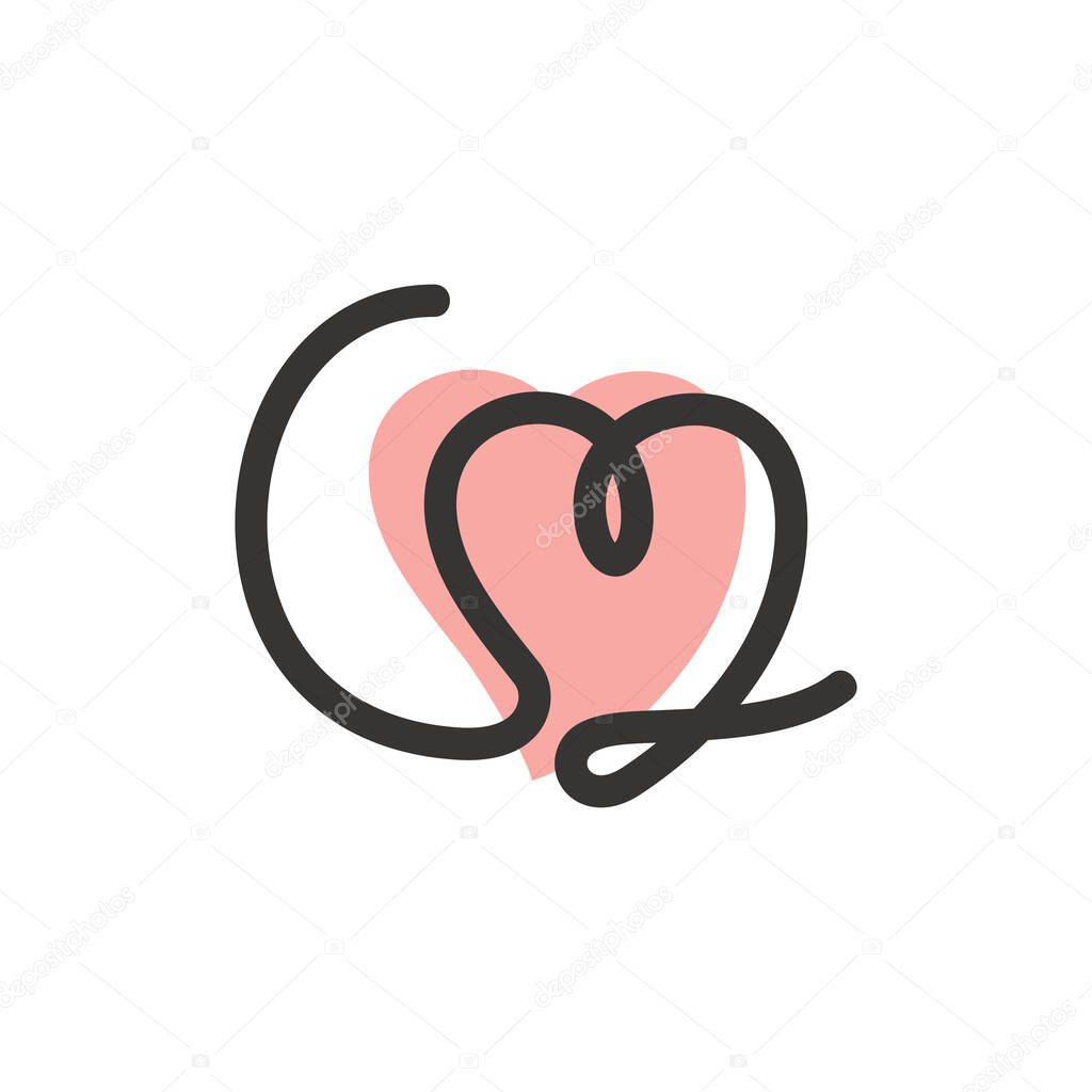 Love brush logo design modern simple concept