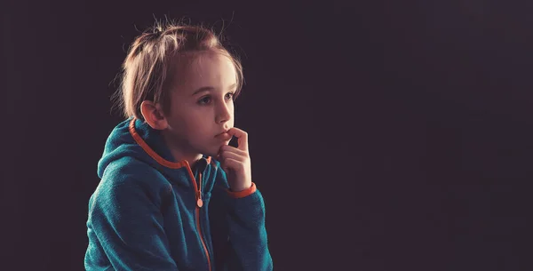Sad Child Thinking His Problems Emotional Child Portrait Nervously Kid — Stock Photo, Image