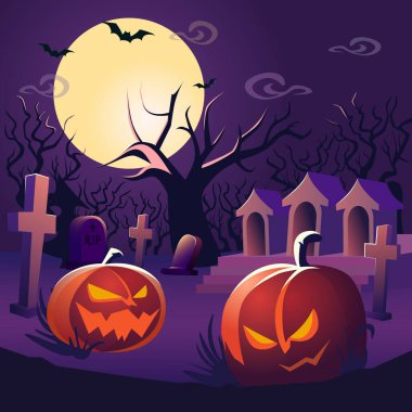 Cadılar Bayramı için kulüp binasında balkabakları olan düz bir arka plan