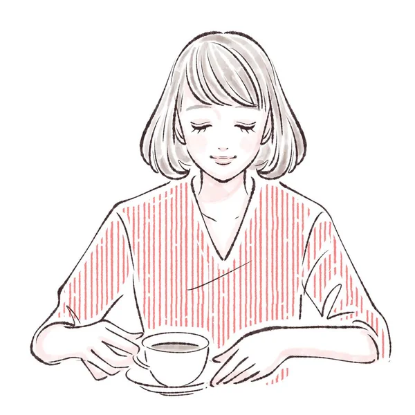 Νεαρή Γυναίκα Πίνει Καφέ — Φωτογραφία Αρχείου