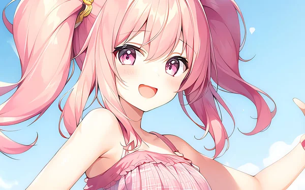 Anime Mädchen Rosa Badeanzug — Stockfoto