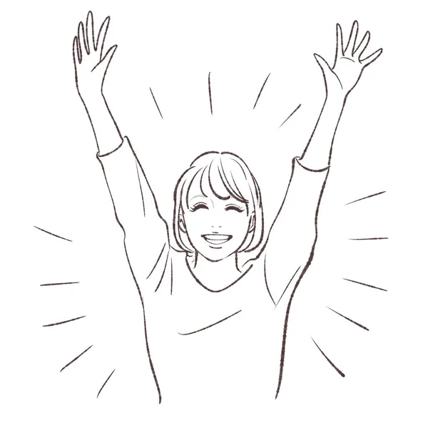 Sketch Happy Woman — Stock Photo, Image