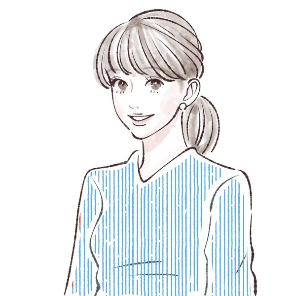 줄무늬 셔츠에 소녀의 스케치 — 스톡 사진