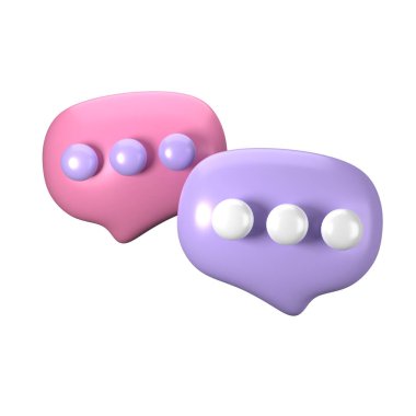 3 boyutlu pembe ve mor düğmeler izole edilmiş.