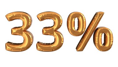 % 3D altın sembol beyaz arkaplanda izole