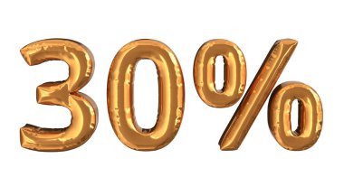 Yüzde 30 indirimli 3 işareti. % 30 indirimli altın