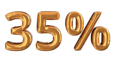 Altın numara 5 0. Beyaz arka planda% 15 indirim.