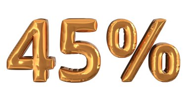 % 5% 3 boyutlu altın metin beyaz arkaplanda izole edildi