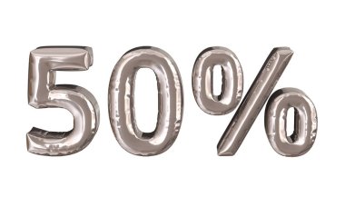 Yüzde 50 işaretinin 3 boyutlu çizimi