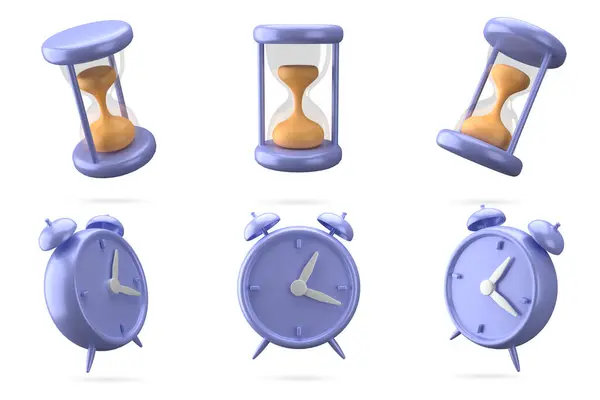 set of cartoon alarm clock. vector illustration
