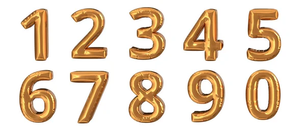 Conjunto Números Metálicos Ouro — Fotografia de Stock