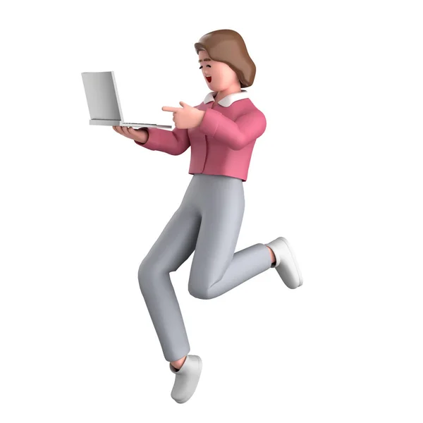 Biznes Kobieta Wykonawczy Pozować Stojąc Laptopem Tablet Telefon Komórkowy Megafon — Zdjęcie stockowe