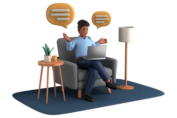 Businessman Executive Pose Sitting Laptop Thinking Idea Isolated White Background — Stock Photo, Image