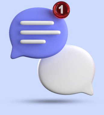 Konuşma baloncuğu simgelerinin 3 boyutlu sunumu, 3 boyutlu pastel sohbet simgesi seti. 3D konuşma balonu seti. Sohbet kutusu, mesaj kutusu. Sohbet simgesi ayarlandı. Balon 3d biçimi