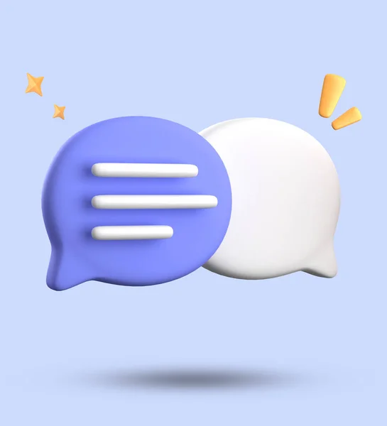 3d rendering of speech bubble with notification icons, 3D pastel chat icon set. Set of 3d speak bubble.