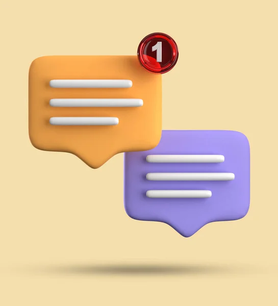 Rendering Speech Bubble Notification Icons Pastel Yellow Blue Chat Icon — Stock Photo, Image