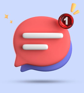 Bildirim simgeleriyle üç boyutlu konuşma balonu oluşturma, üç boyutlu pastel sohbet simgesi seti. 3d konuşma baloncuğu kümesi.