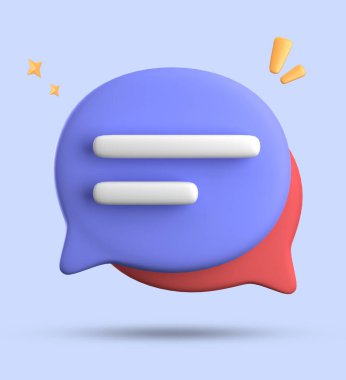 Bildirim simgeleriyle üç boyutlu konuşma balonu oluşturma, üç boyutlu pastel sohbet simgesi seti. 3d konuşma baloncuğu kümesi.