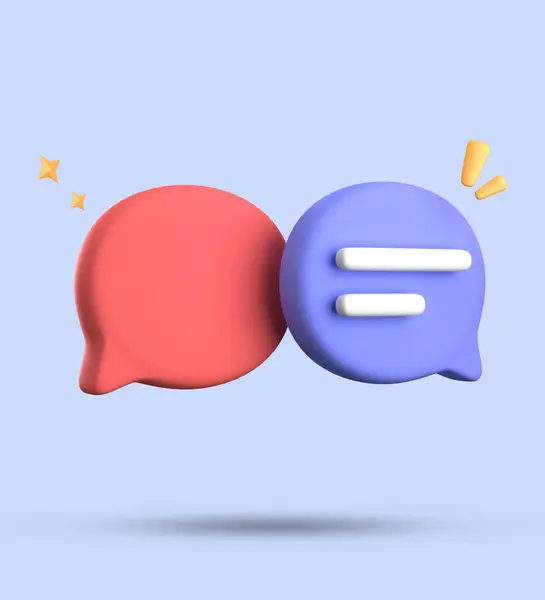 3d rendering of speech bubble with notification icons, 3D pastel chat icon set. Set of 3d speak bubble.