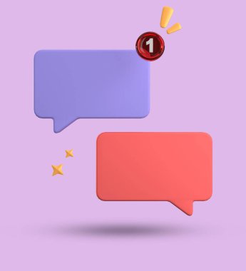 3 boyutlu konuşma balonu, 3 boyutlu pastel sohbet simgesi seti. 3d konuşma baloncuğu kümesi.