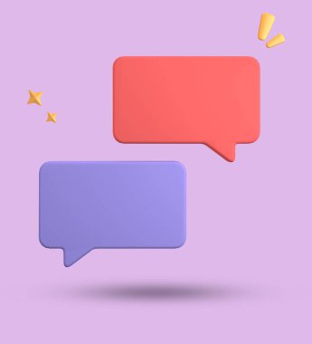 3 boyutlu konuşma balonu, 3 boyutlu pastel sohbet simgesi seti. 3d konuşma baloncuğu kümesi.